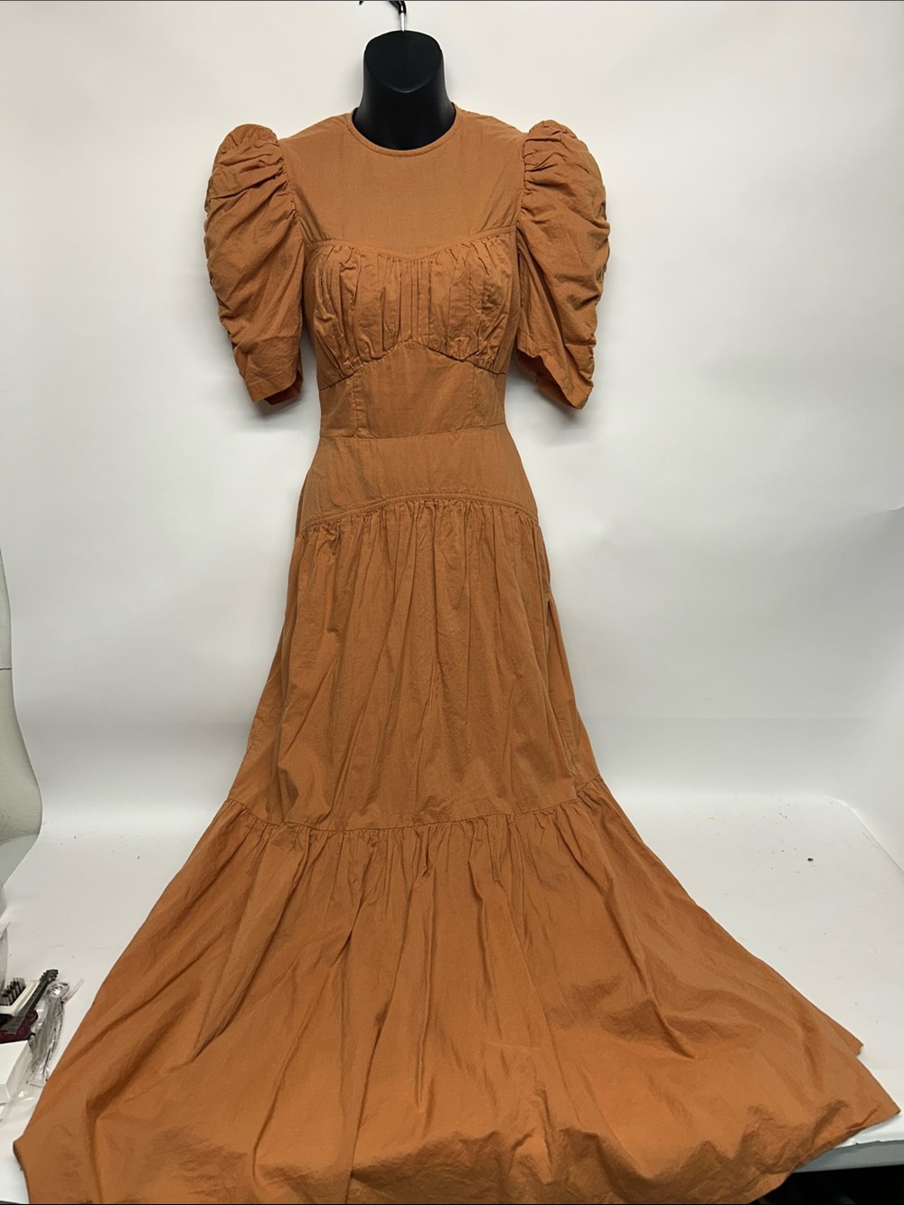 Rust Puff-Sleeve Maxi Dress - Women